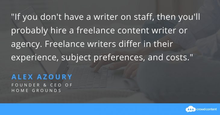 In this quote, Alex Azoury shares that freelancers vary in expertise and cost to create an eBook.