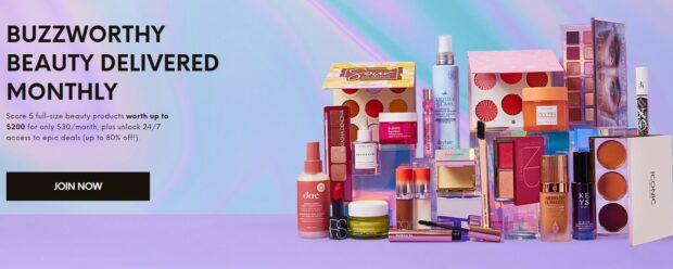 screenshot of boxy charm landing page hero