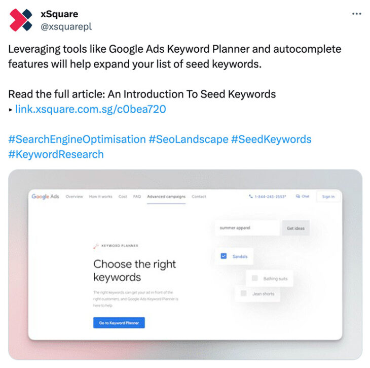 Google Ads keyword planner