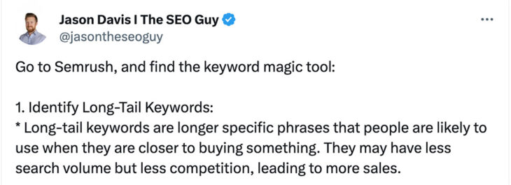 Long tail keywords