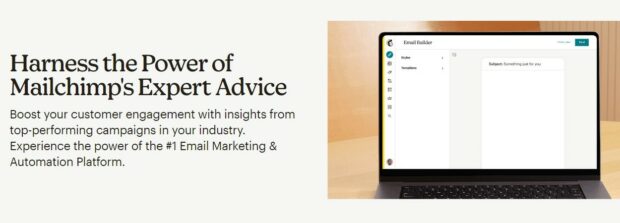 screenshot of the intuit mailchimp landing page hero