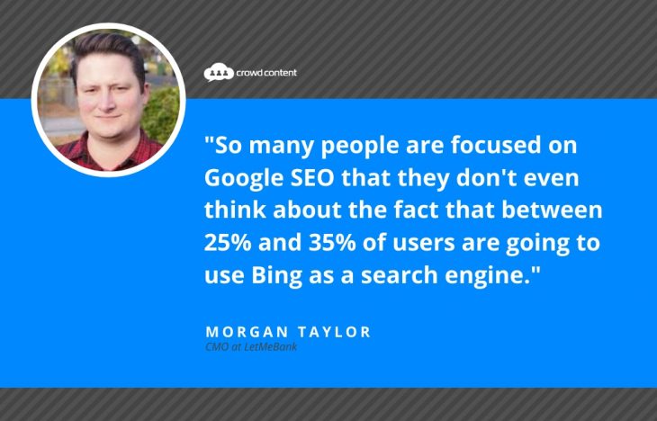 Morgan Taylor LetMeBank Bing SEO Quote