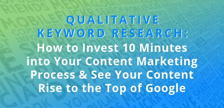 Cover image for article on Qualitative Keyword Research with word cloud in the background