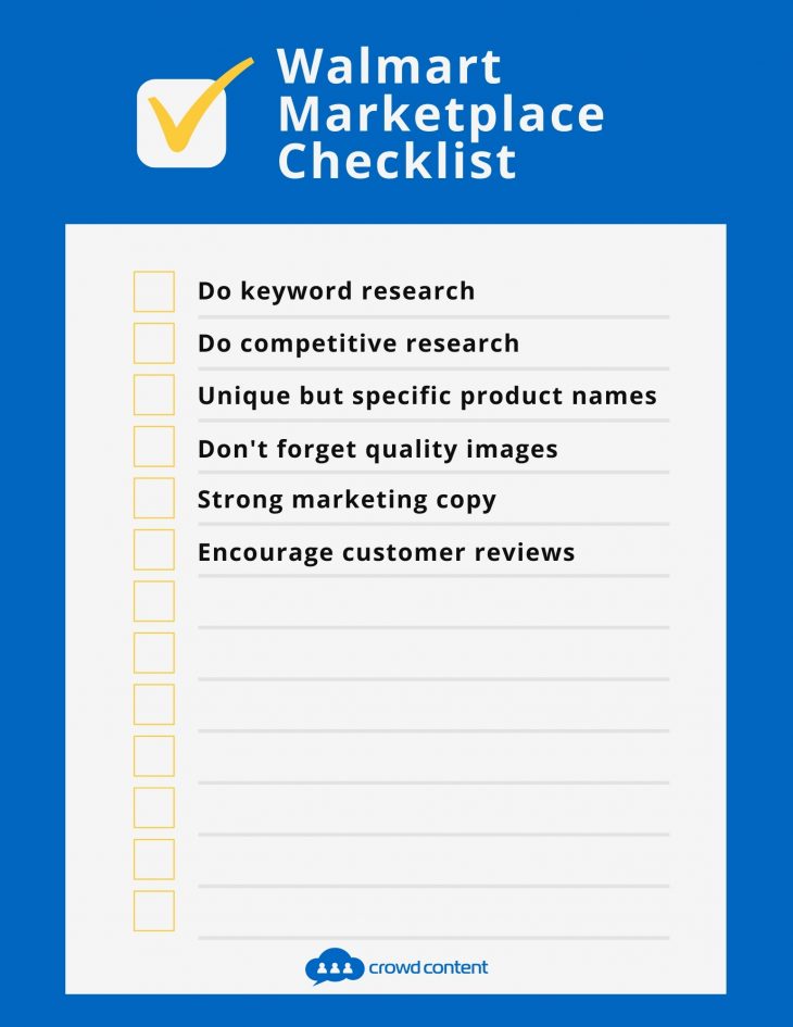 Use this SEO checklist when preparing your products for Walmart Marketplace listings.