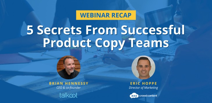 Cover image for webinar recap on tips for writing product copy with headshots of presenters