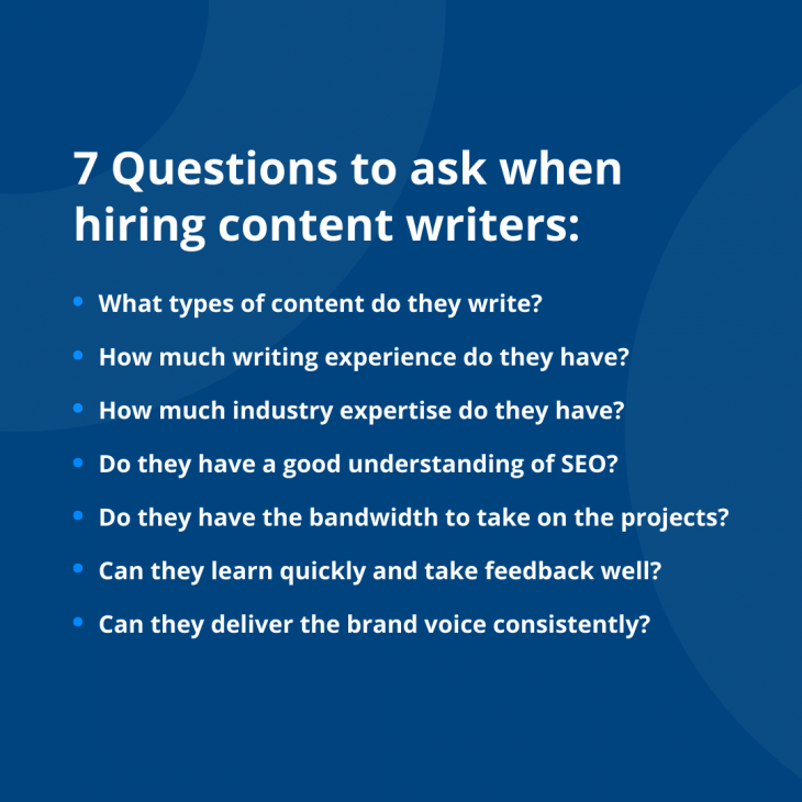 Questions to ask while hiring content writers