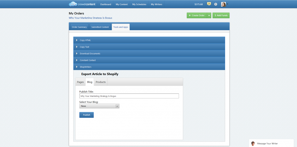 Completed Blog Post - Export to Shopify Blog