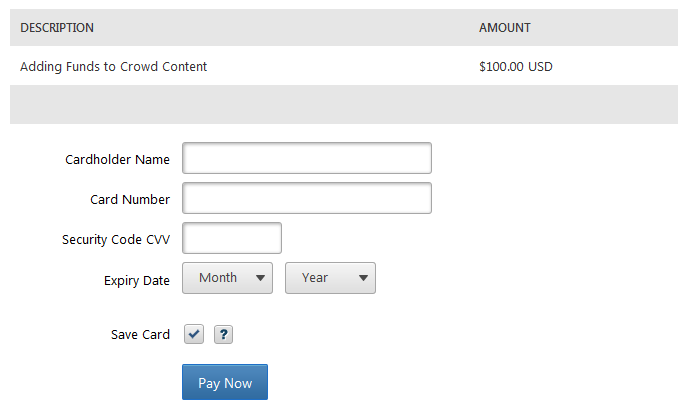 New Payment Options - Credit Card Form