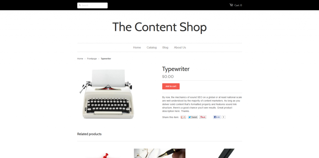 Test Shop - Typewriter - With Content